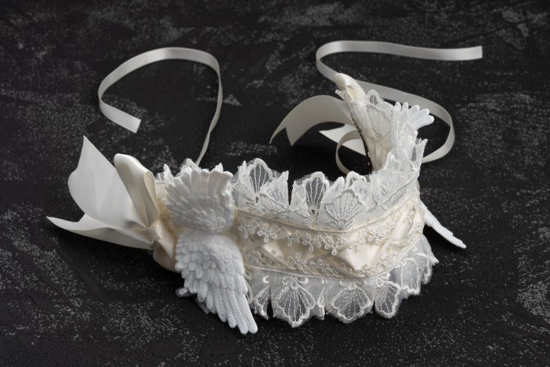 Strange Sugar - Gothic Lolita White Lace Angel - Wings Hairband Headwear