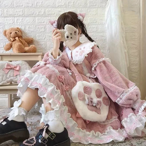 Yueele - Winter Ribbon - Plus-Size Sweet Lolita OP Dress - front view