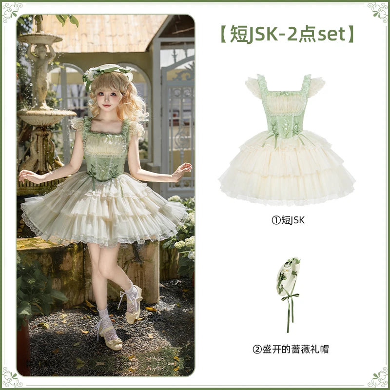 With PUJI - Lily of the Valley Whisper - Embroidered Classic Lolita Corset JSK Dress detail view 8