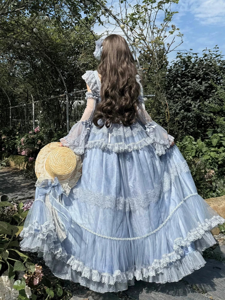 Emoji Dream Misty Forest lolita dress with petticoat, showing full voluminous skirt silhouette