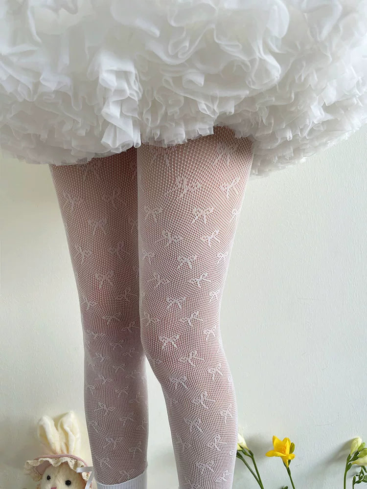 Sock Noble - Bow Faux-High - Sheer Tights with Small Bow Motifs