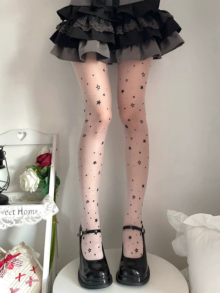 Fantasy Doll - Sweet Star Print - Patterned tights with star motifs