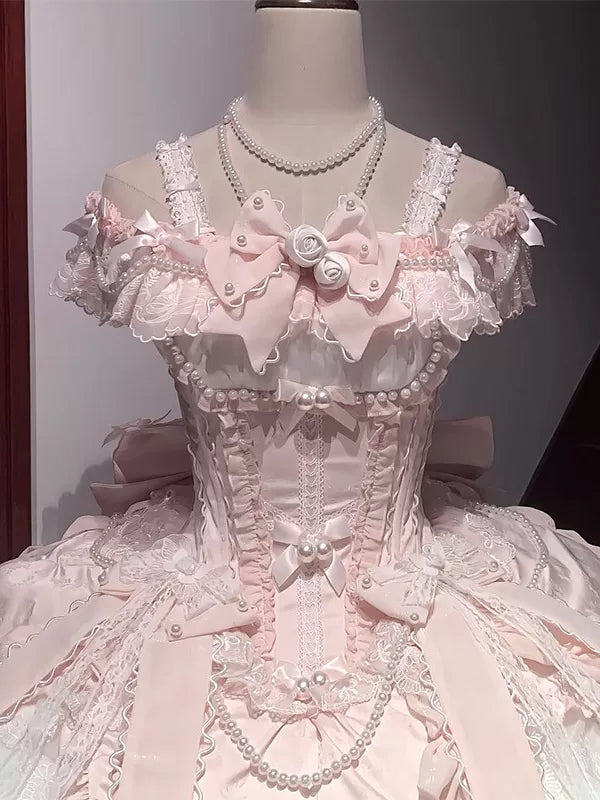 Creamy - Pink Ballet - Pink Lolita dress with layered lace skirt