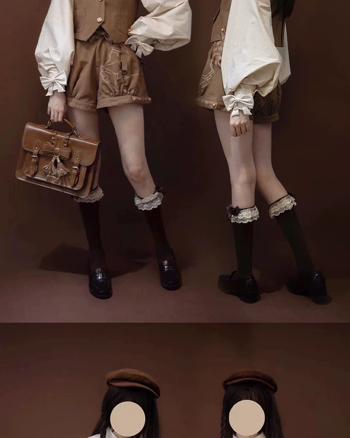 Baozi Pig - Detective Goose - Blouse, Vest and Shorts Options with a Cream Collar
