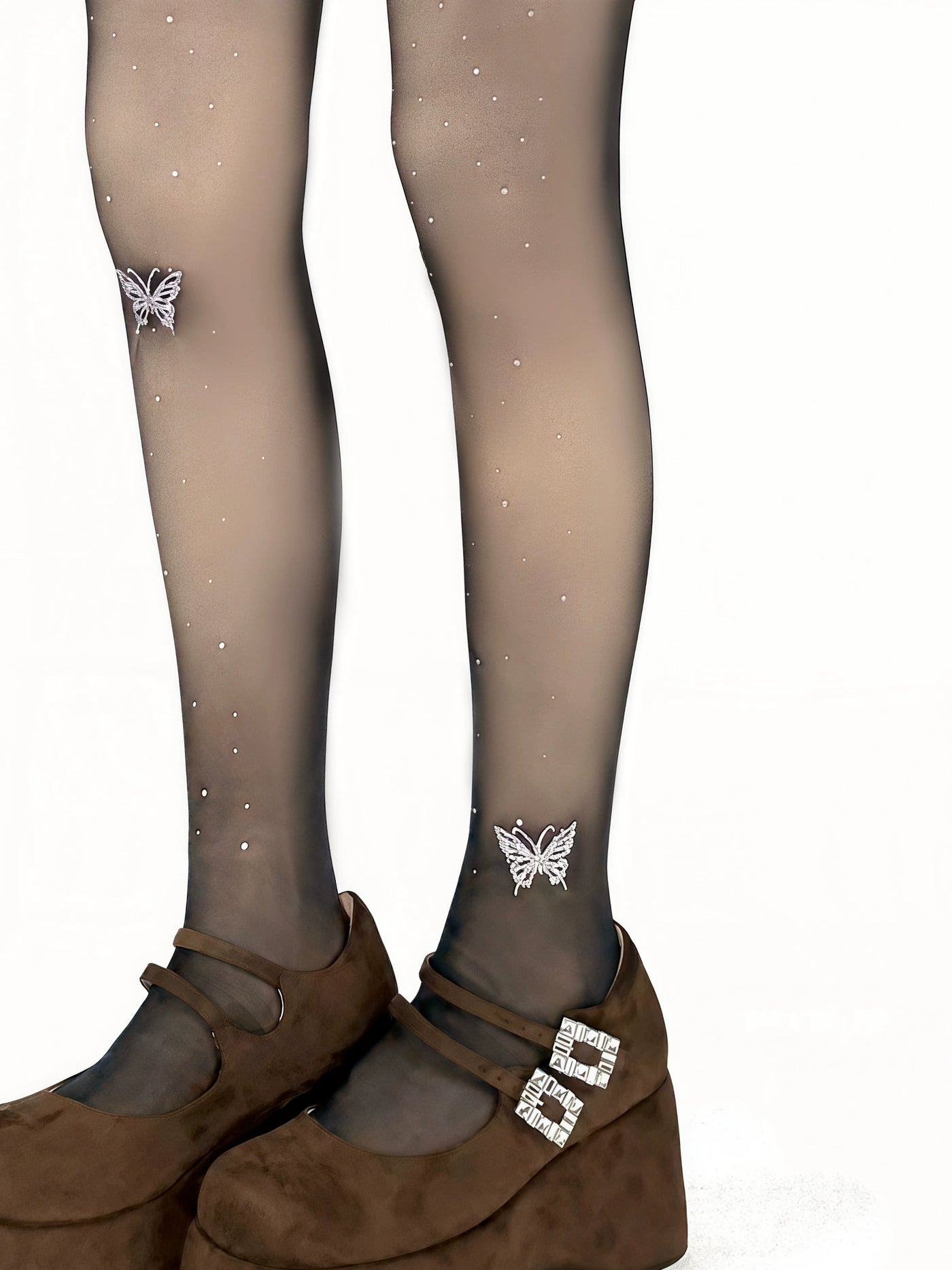 White Socks - Ballet Sparkle - Rhinestone Bow Tights