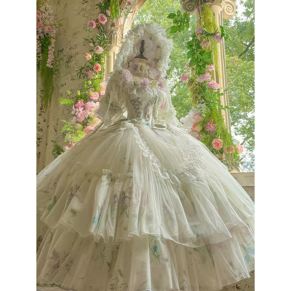 Flora Muse - Spring Rose Bridal Lolita Gown - Ivory formal Lolita