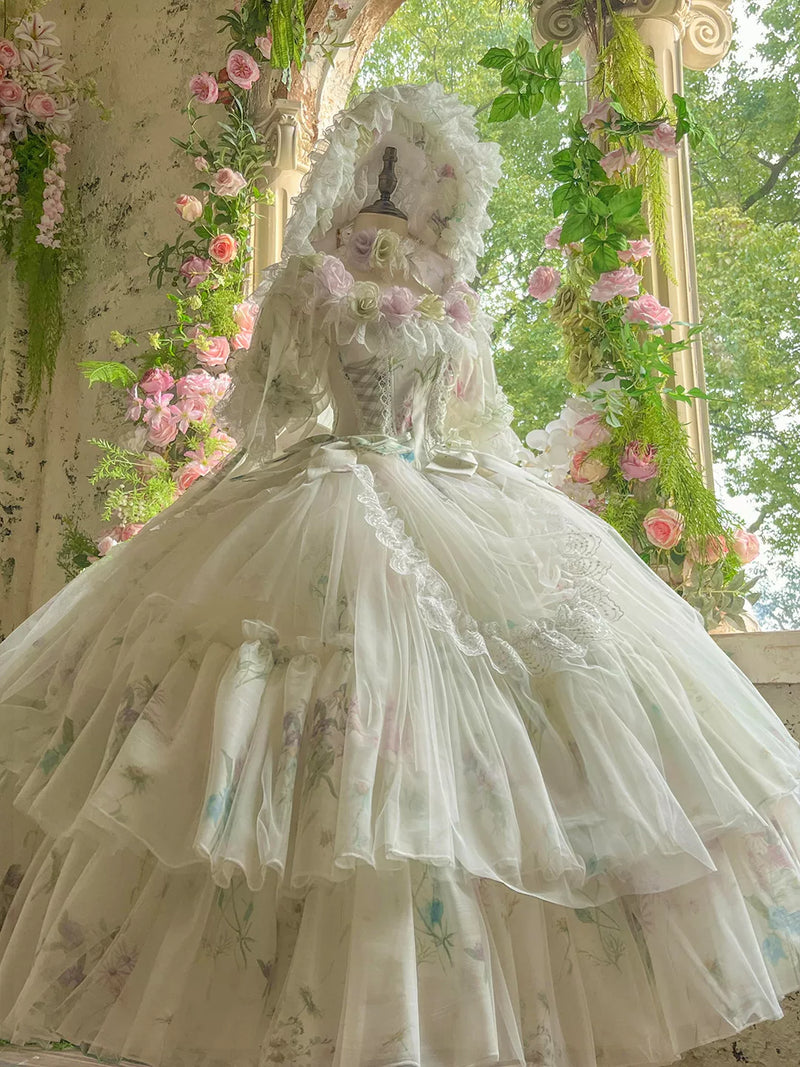 Flora Muse - Spring Rose Bridal Lolita Gown - Ivory formal Lolita