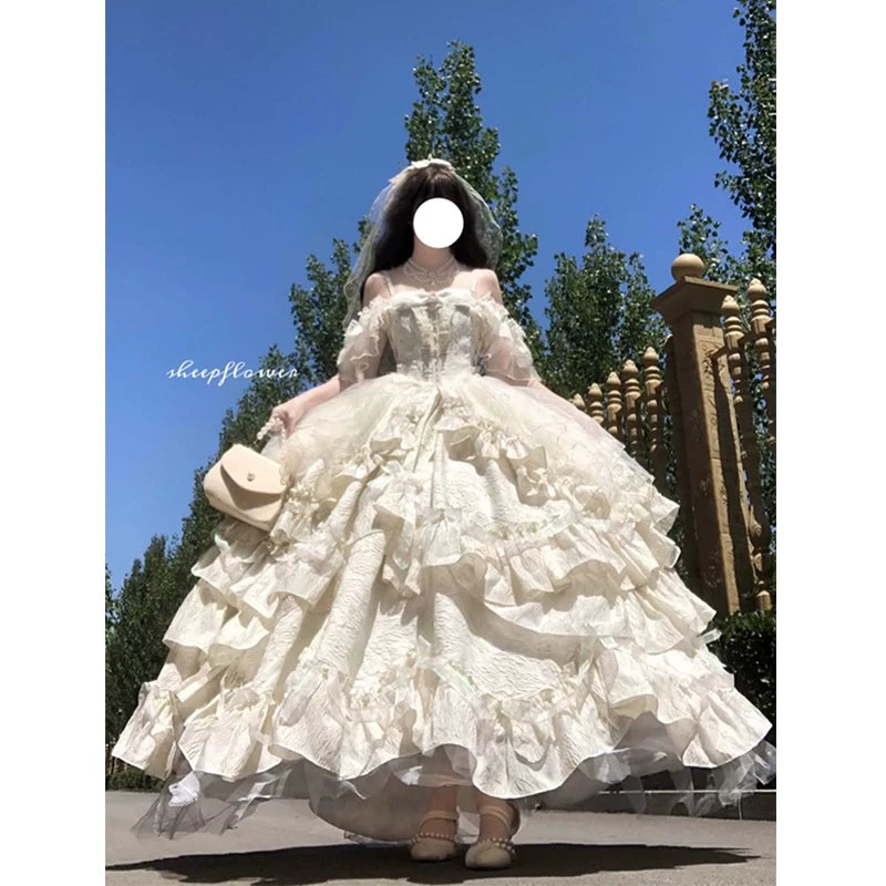 Flora Muse - Sweet Lolita Bridal Ballgown - Off-shoulder one-piece