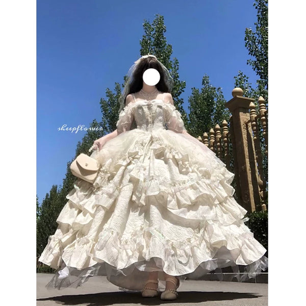 Flora Muse - Sweet Lolita Bridal Ballgown - Off-shoulder one-piece
