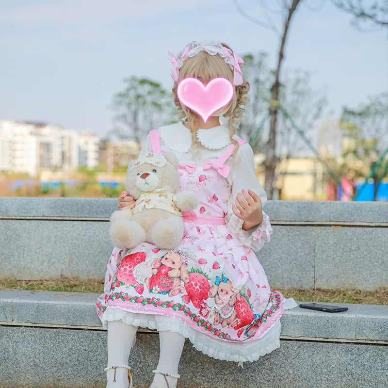 Yueele - Pink Ribbon - Plus-Size Lolita Outfit Set - detail view 7