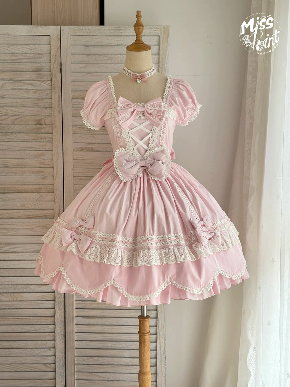 Vintage Petal Rabbit - Old School Lolita OP Cotton Dress, Petal-Shaped Hem (2XL L M S XL XS) 43135:768533