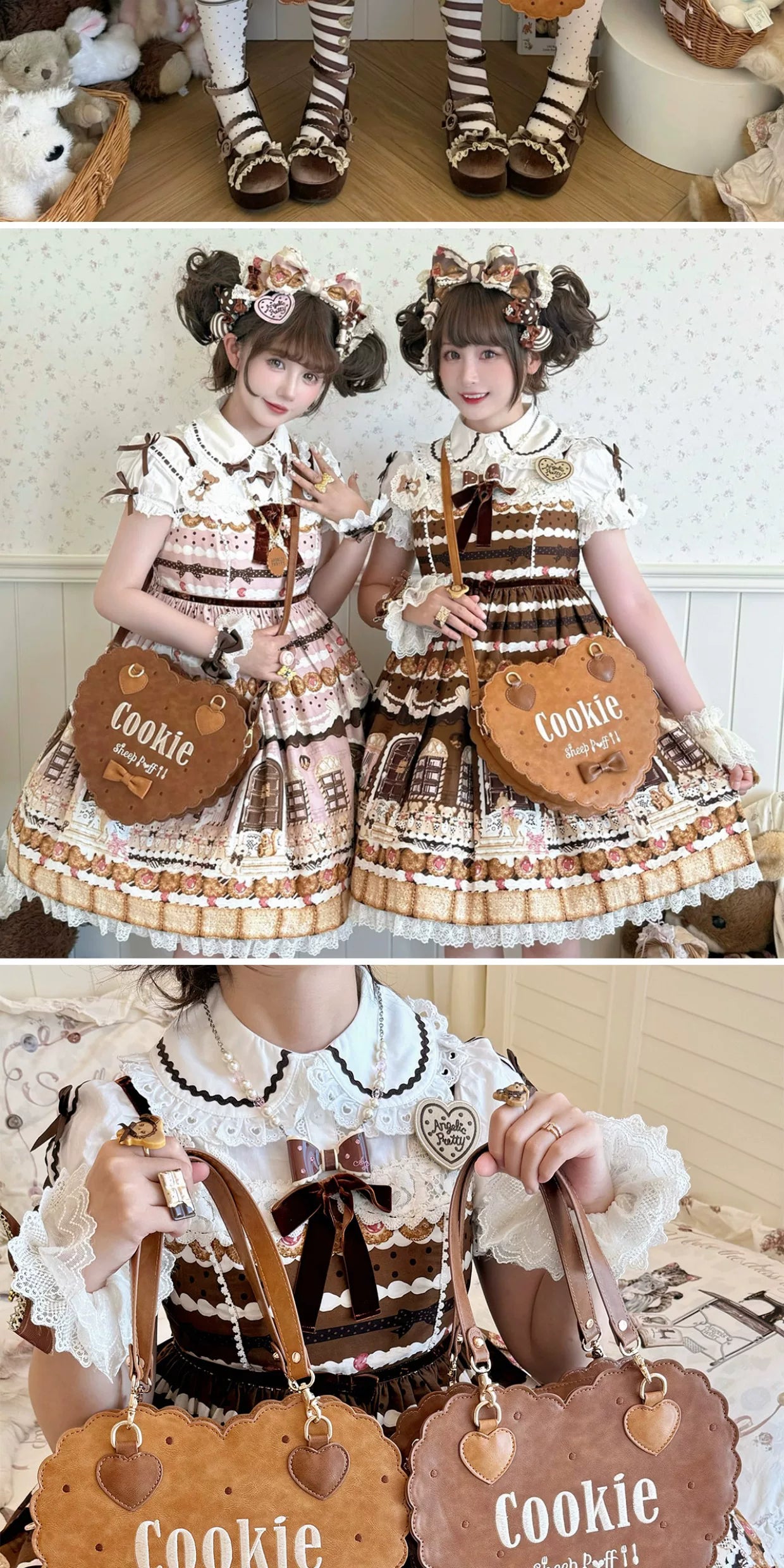 sheeppuff - Bear Biscuit - Bag with Bear-Ear and Heart Silhouettes