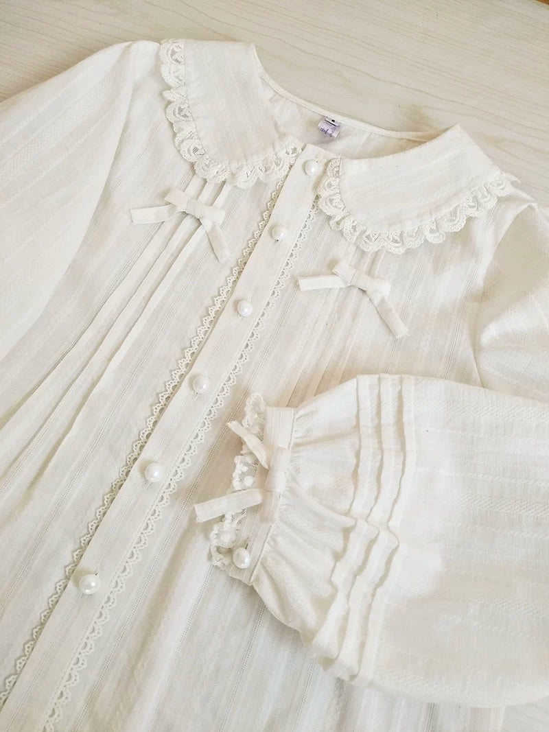 Sweetheart Dream Machine - Lace Collar - Long-Sleeve Inner Shirt with Lace Peter Pan Collar