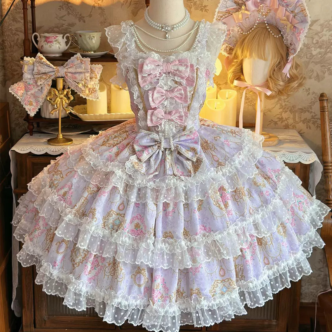 Lady Han Candelabra Chapter JSK dress by Lolita Fetch, featuring an elegant original design with intricate patterns and a flowing silhouette.