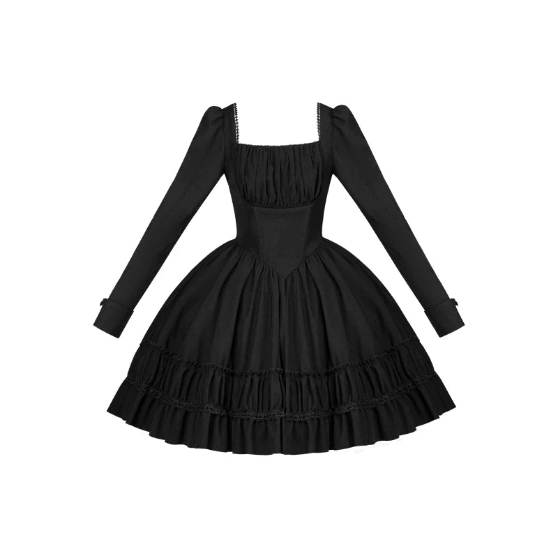 With PUJI - Audrey's Reply - Classic Lolita Square Neck OP, Detachable Embroidered Collar detail view 10