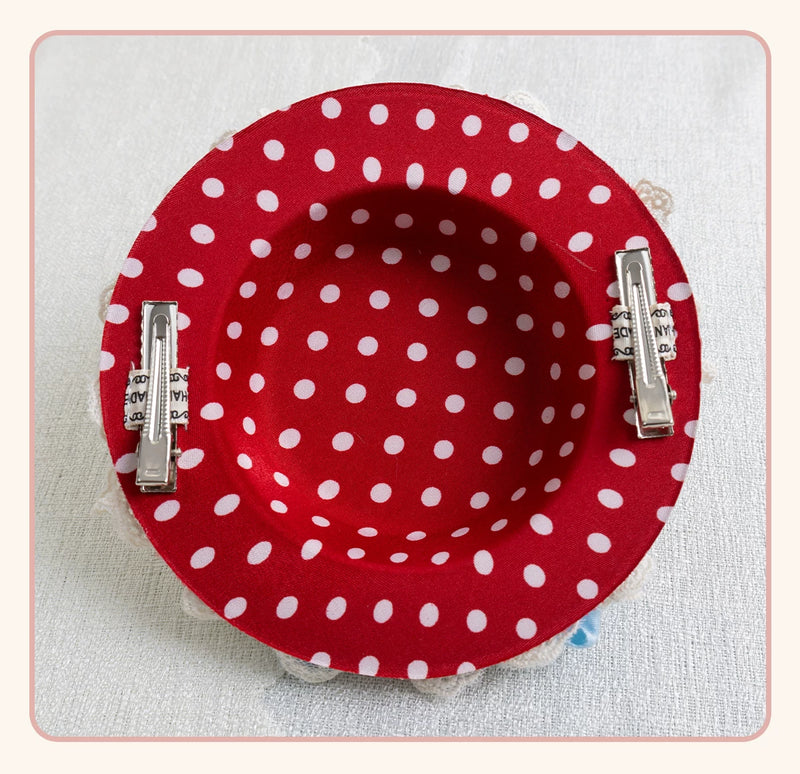 Stardust Rose - Strawberry Polka Dot - Six-Style Headwear Selection with Ice-Blue Ribbons