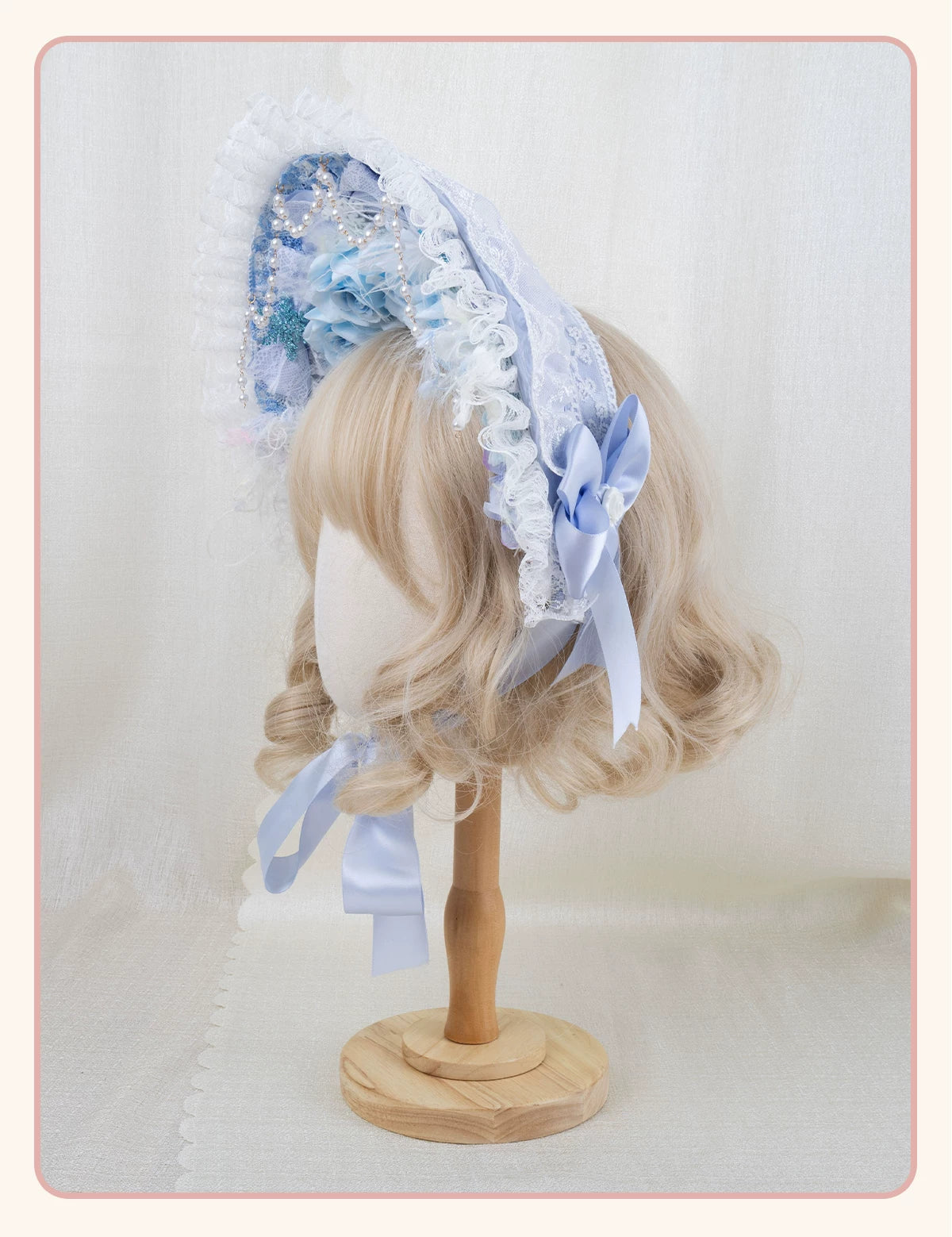 Stardust Rose - Pearl Rose Garden - Bonnet-Style Flat Hat with Rose Florals