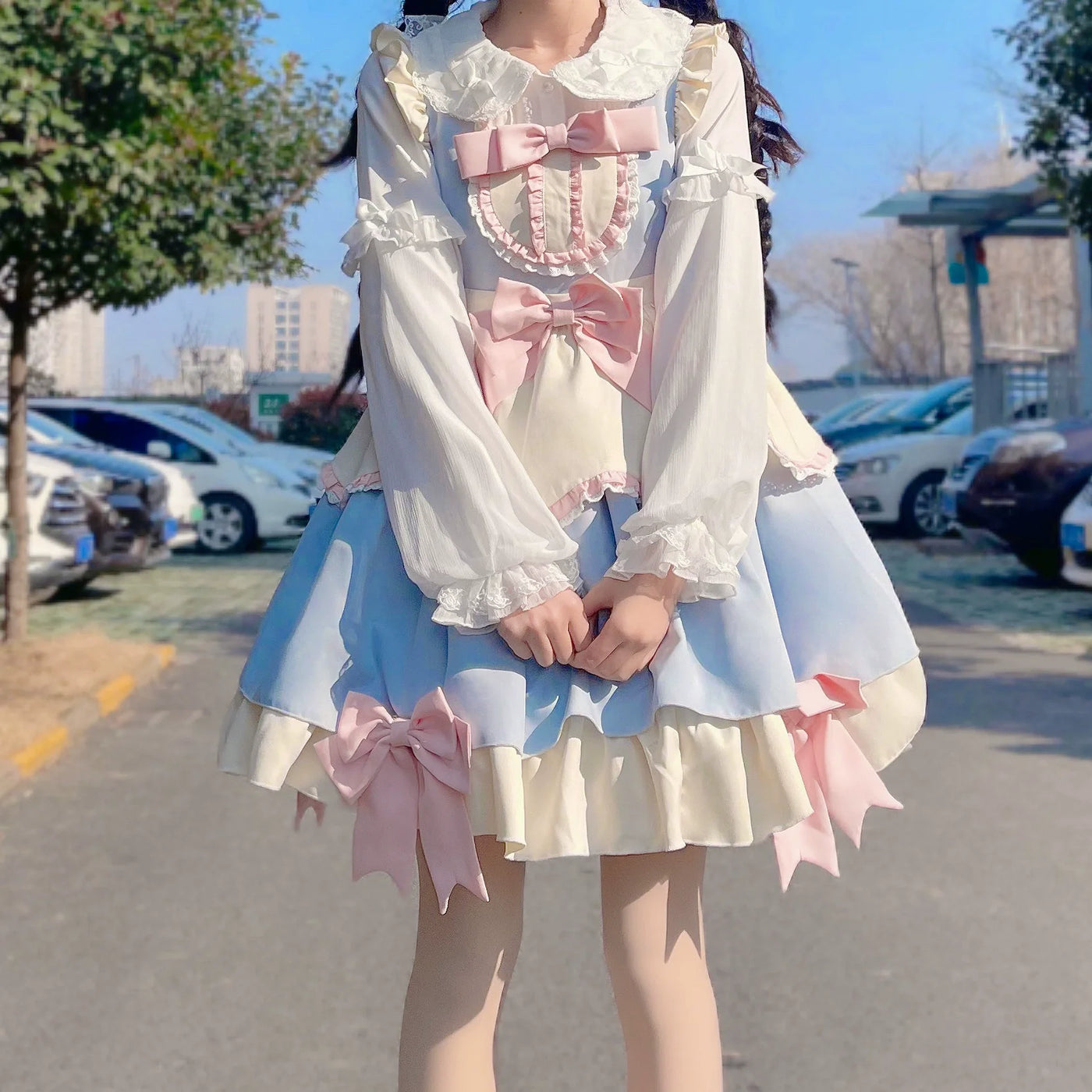 DMFS Lolita - Sweet Lolita Blouse Double-layered - Puff Sleeves Lolita Shirt Innerwear