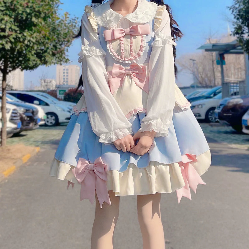 DMFS Lolita - Sweet Lolita Blouse Double-layered - Puff Sleeves Lolita Shirt Innerwear