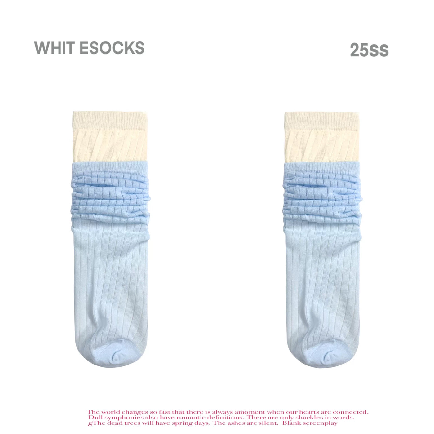 White Socks - Ballet Rib - Mid-Calf Socks with Double-Rib Contrast Cuffs
