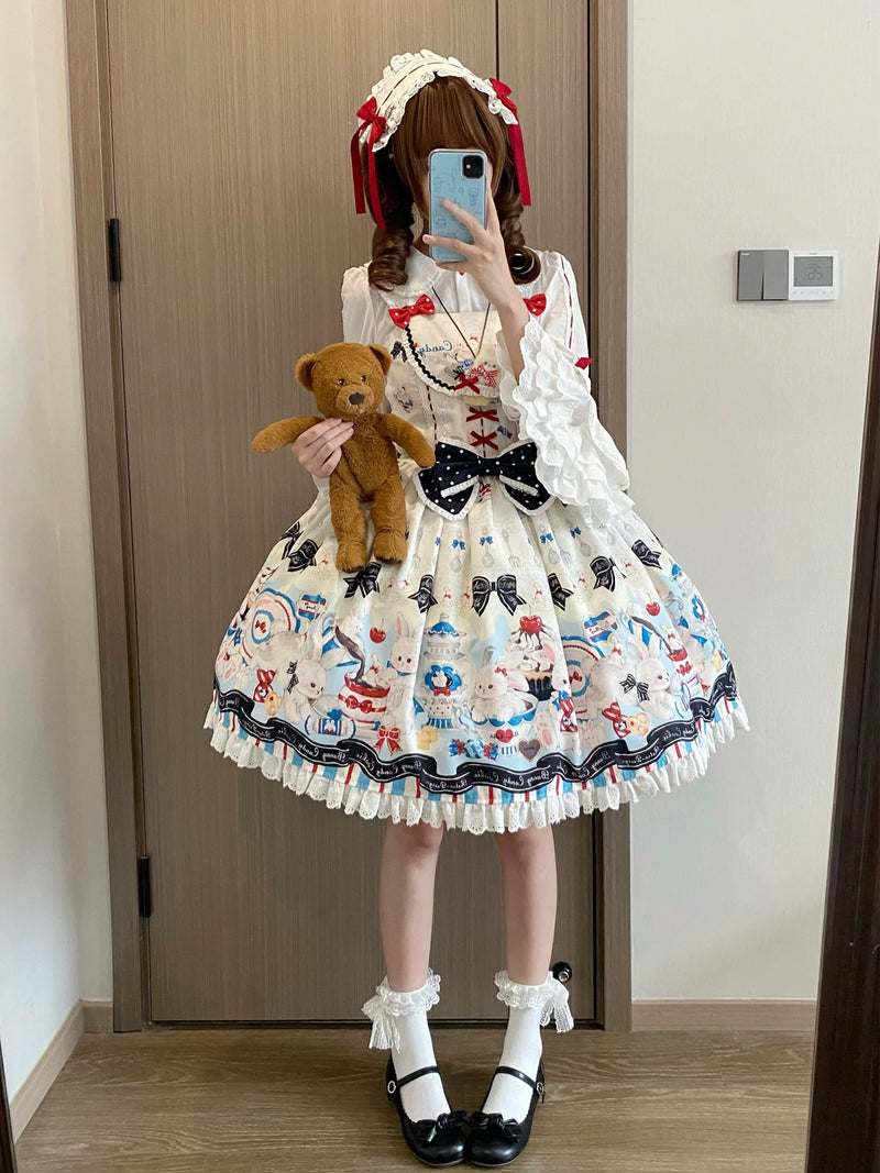 TwilightCrush - Mystery Rabbit Tea Party - Alice OP / JSK Lolita Dress - detail view 3