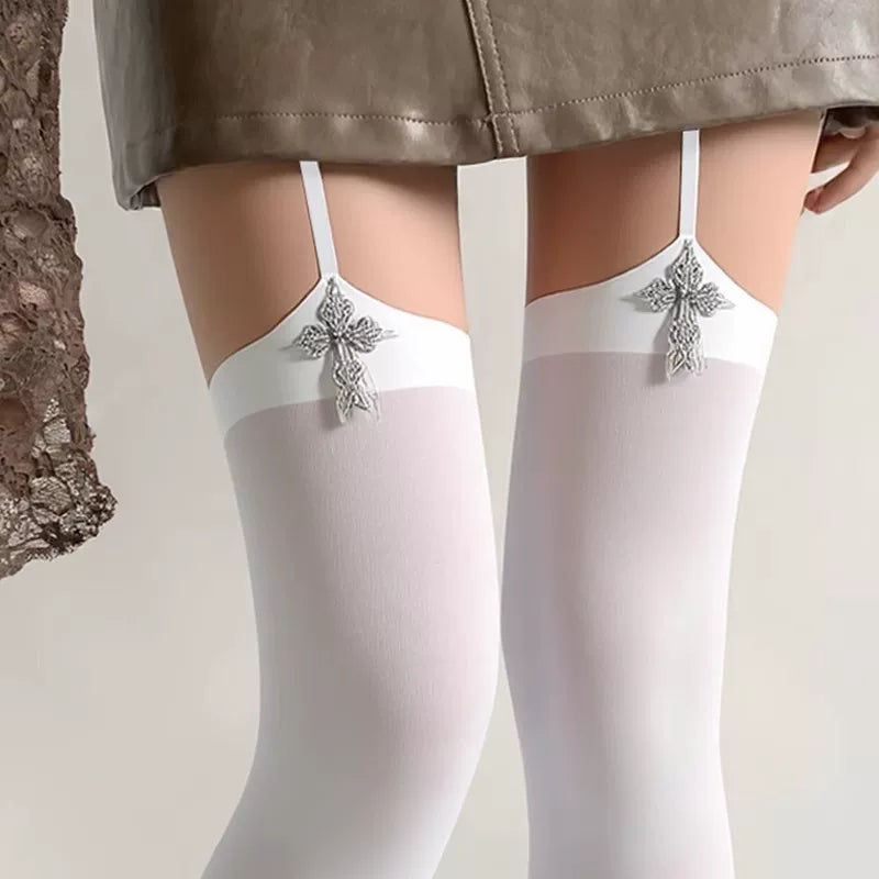 Fantasy Doll - Cross Charm - Over-the-Knee Stockings with Cross Garters