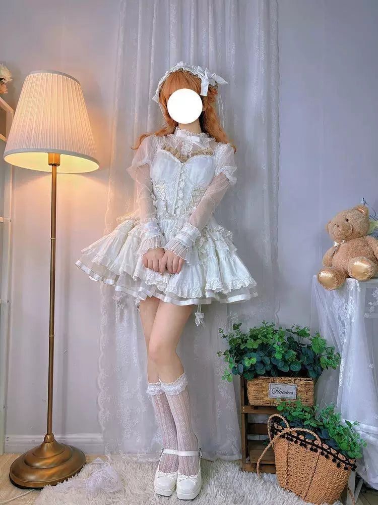 Sweetheart Dream Machine - Concerto - Lolita Top with Puff Sleeves and Lace-Mesh Sleeves
