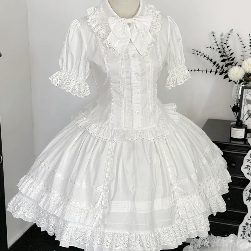 Praying Snowfall - Old School Lolita Skirt Suit Cape Princess Sleeve Shirt (L M S XL) 39180:615634