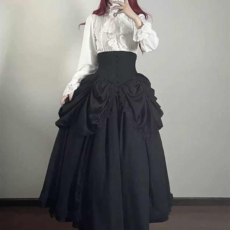 Sweetheart Dream Machine - Sleepwalking - Blouse and Skirt Set with Layered Ruffle Sleeves