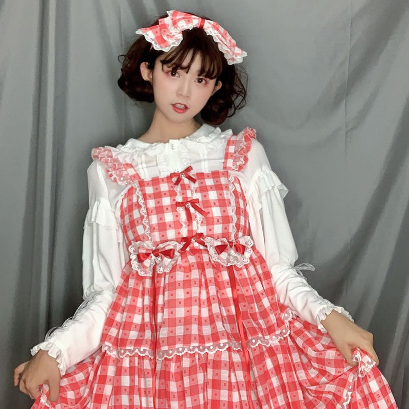 Sakurada Fawn - Plus Size Lolita Shirt Mutton - Sleeve Lace Blouse Innerwear
