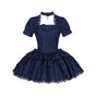 Ultra-short three-section navy blue OP in stock / S