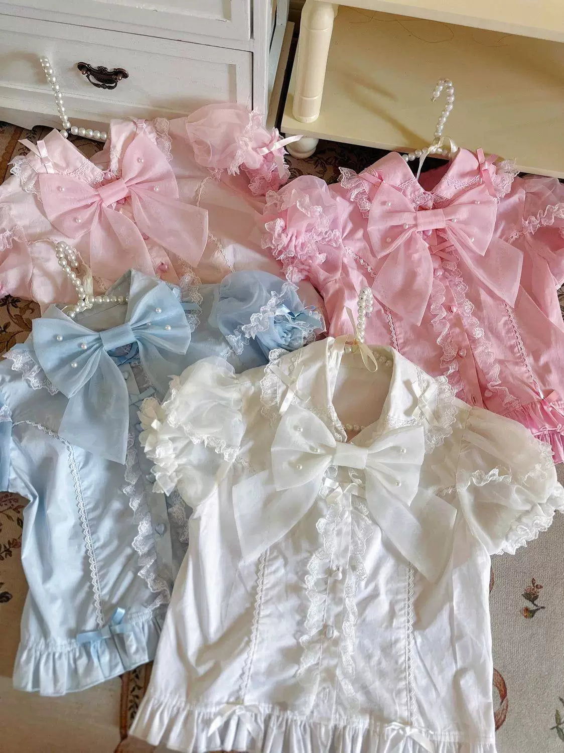 Sweetheart Dream Machine - Strawberry Secret Garden - Puff-Sleeve Blouse with Lace Trim