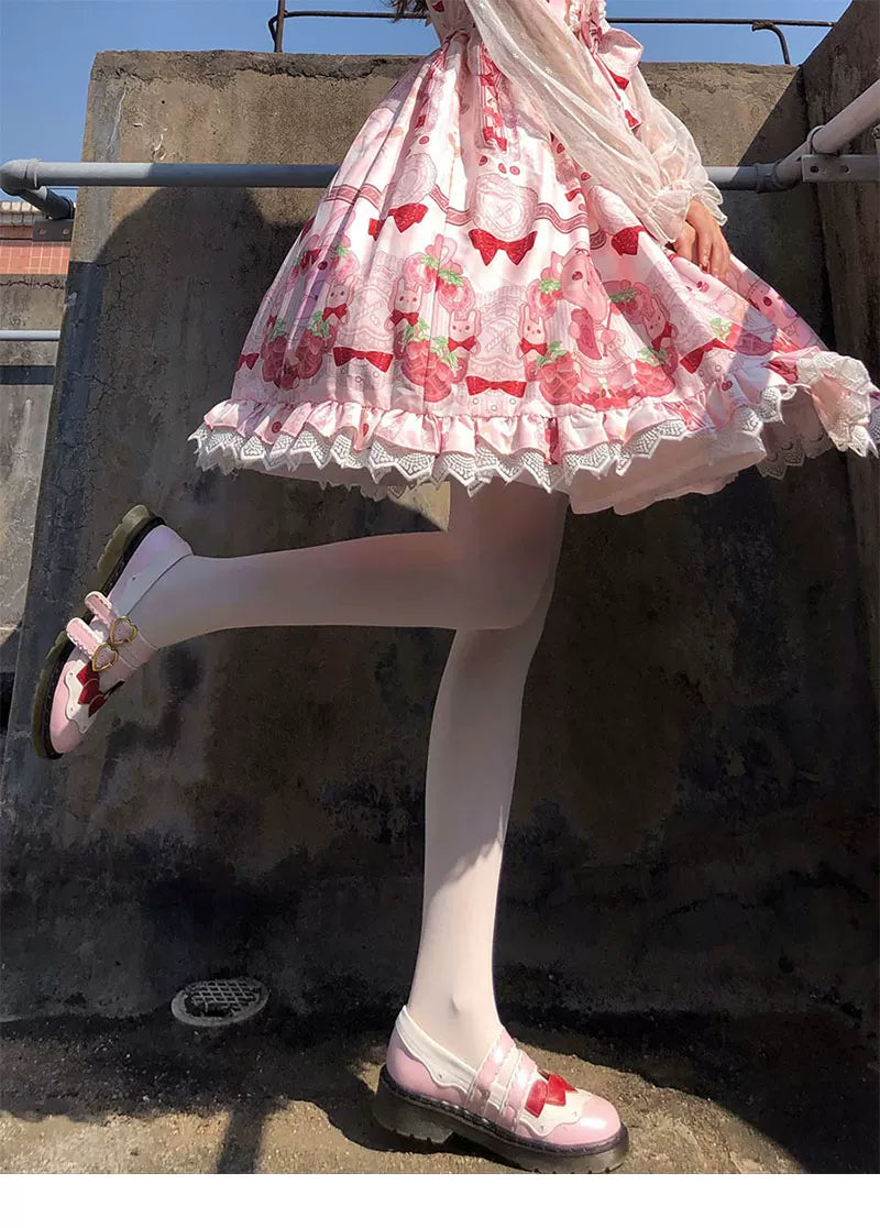 Floral Milk Cat - White Schoolday - White Tights with 20D, 80D and 800D Options