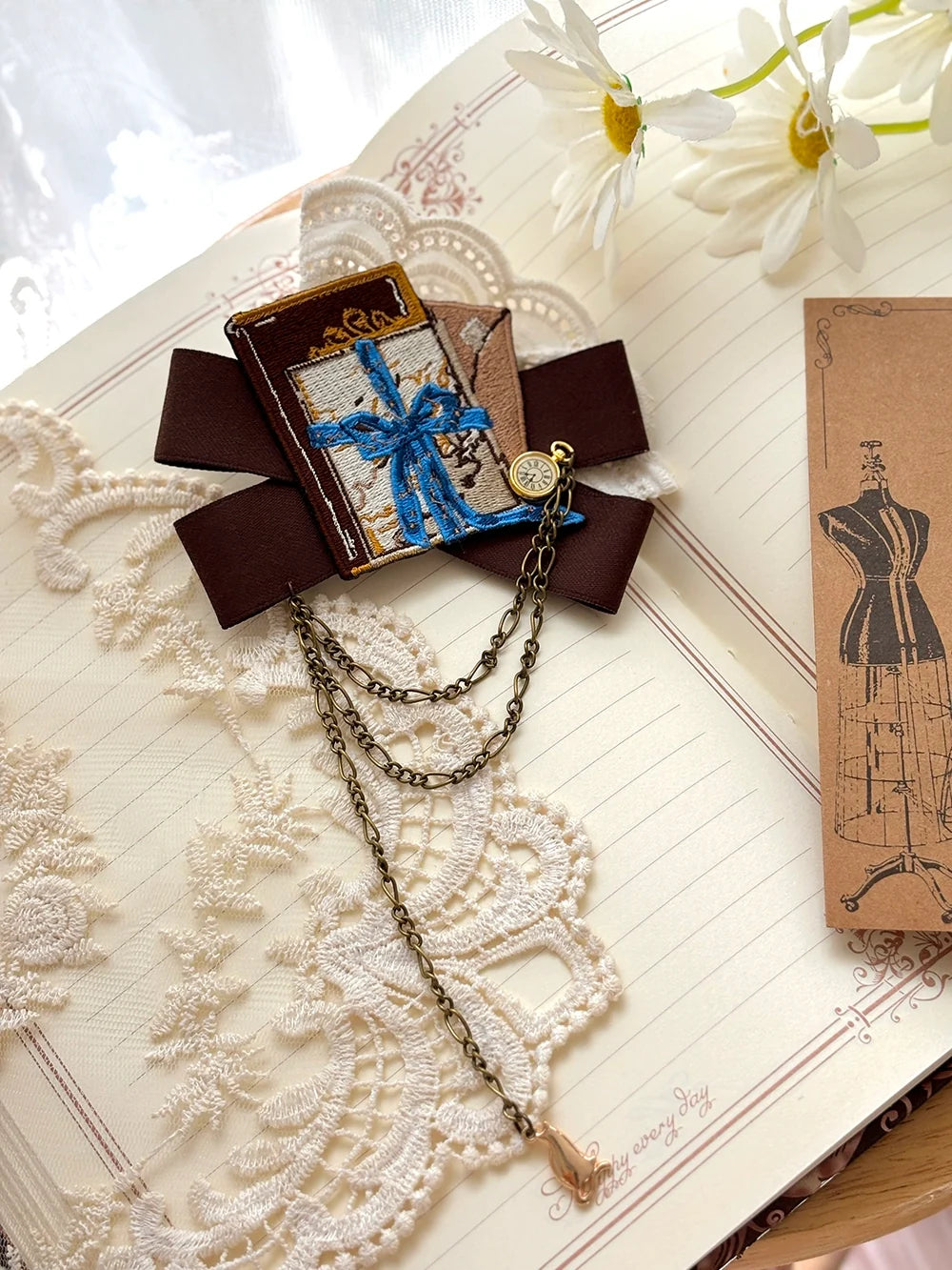 Miss Point - German Bookshelf - Classic Lolita Headdress, Socks, Necklace, Brooch