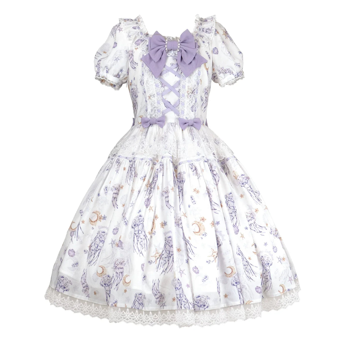 Chaton Jardin - Starry Jellyfish - Classic Lolita JSK or OP dress with star, moon and jellyfish print