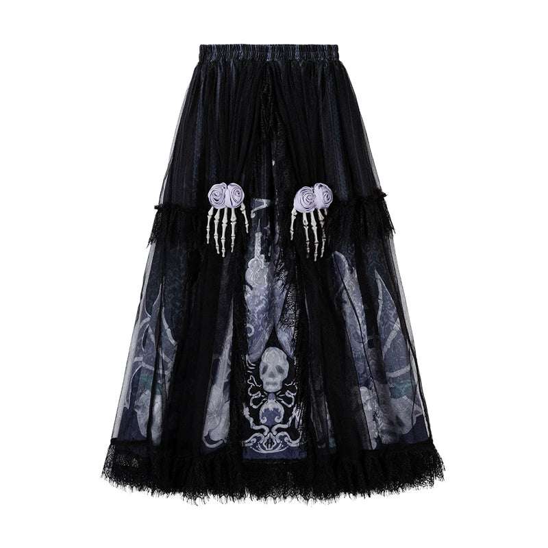 Sweet Promise - Dark Halloween - Black-and-lavender Gothic JSK with a central skull motif
