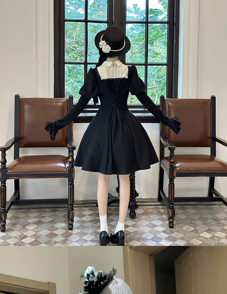Dream Fu - Judgment 2023 - Gothic OP Dress or Shirt-and-Waist-Cincher Long-Skirt Set with Bib Collar