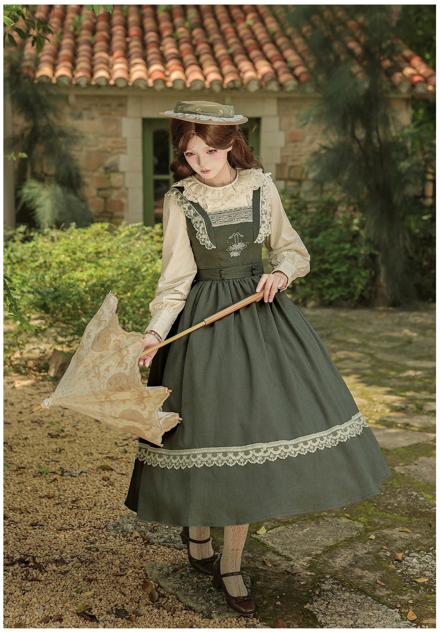WithPUJI - Oak in the Wind - Classic Lolita JSK Dress with Rose Basket Embroidery - product detail 9