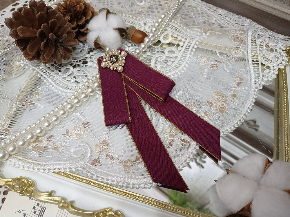 Rose Doll - Elegant Lolita Brooch Lolita Lapel Pin Multicolors Red Ribbon Brooch E