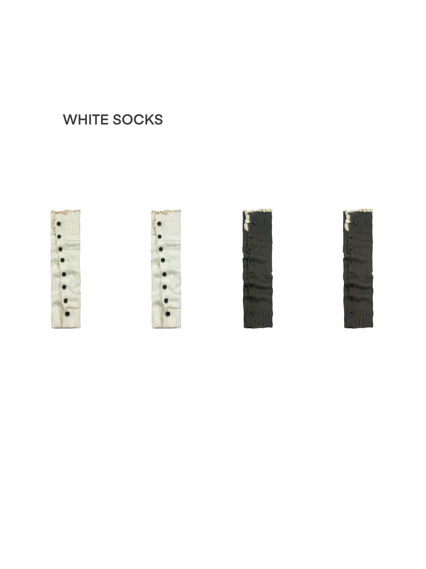 White Socks - Maillard Button Scrunch - Knit Leg Warmers with Side Buttons