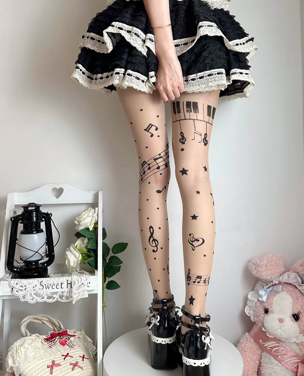 Fantasy Doll - Music Note - Printed Tights with Music-Note Options