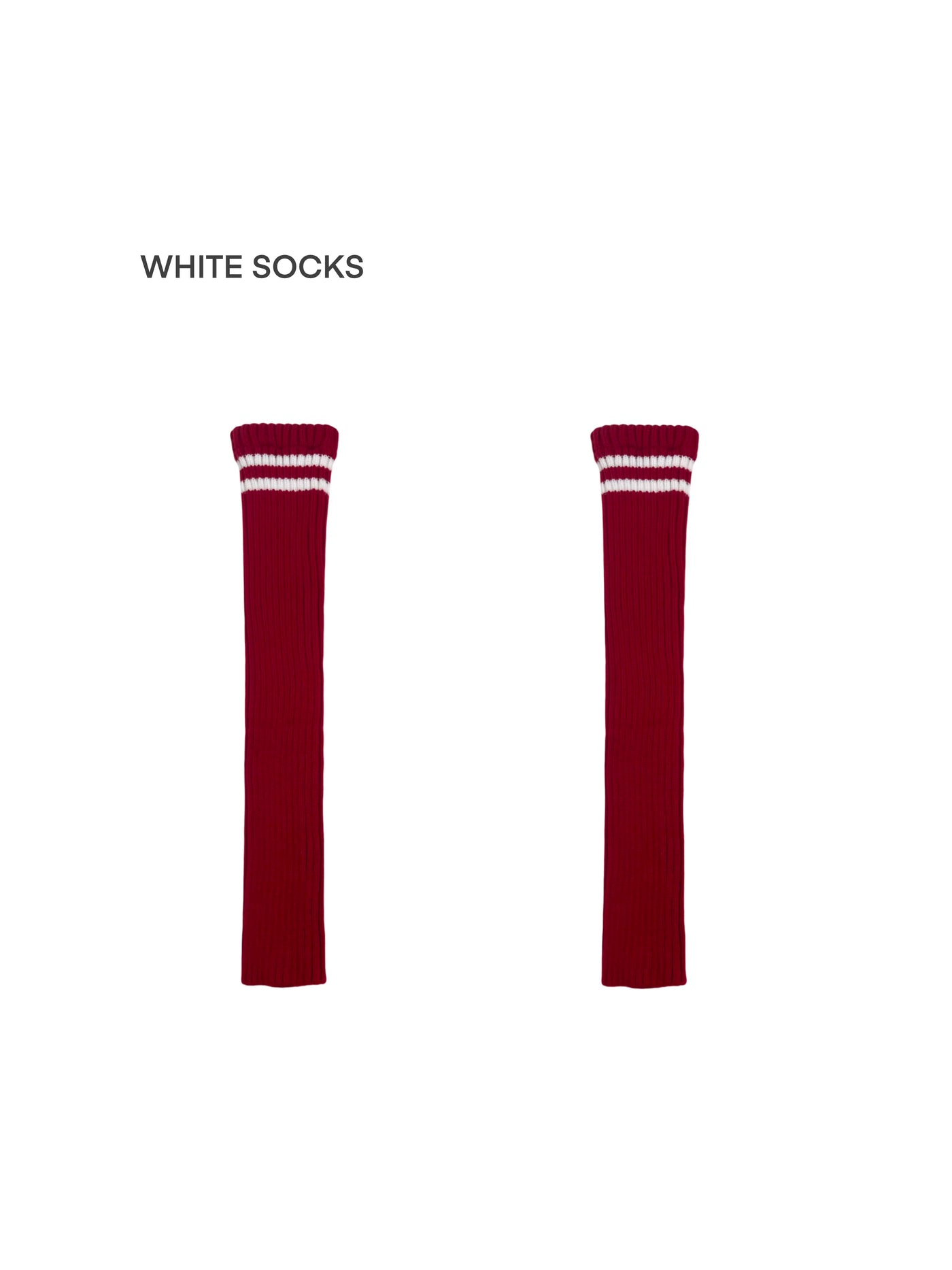White Socks - Campus Stripe - Ribbed Over-the-Knee Leg Warmers with Contrasting Stripe Bands