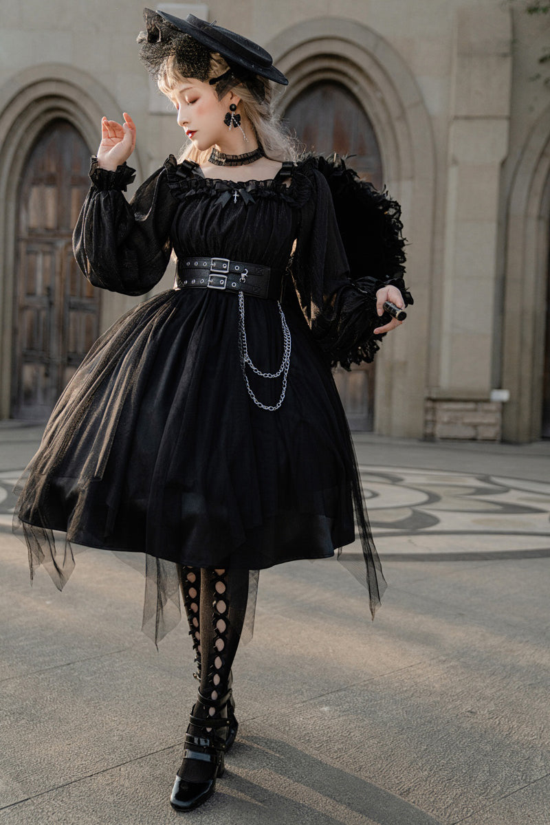 Your Princess - Gothic Lolita High Waist Black Dress - OP Dress