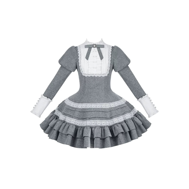 With PUJI - Reminisce - Pile Classic Lolita Dress, Detachable Cape detail view 10