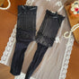 Cream lace-trimmed stockings, one pair / One Size