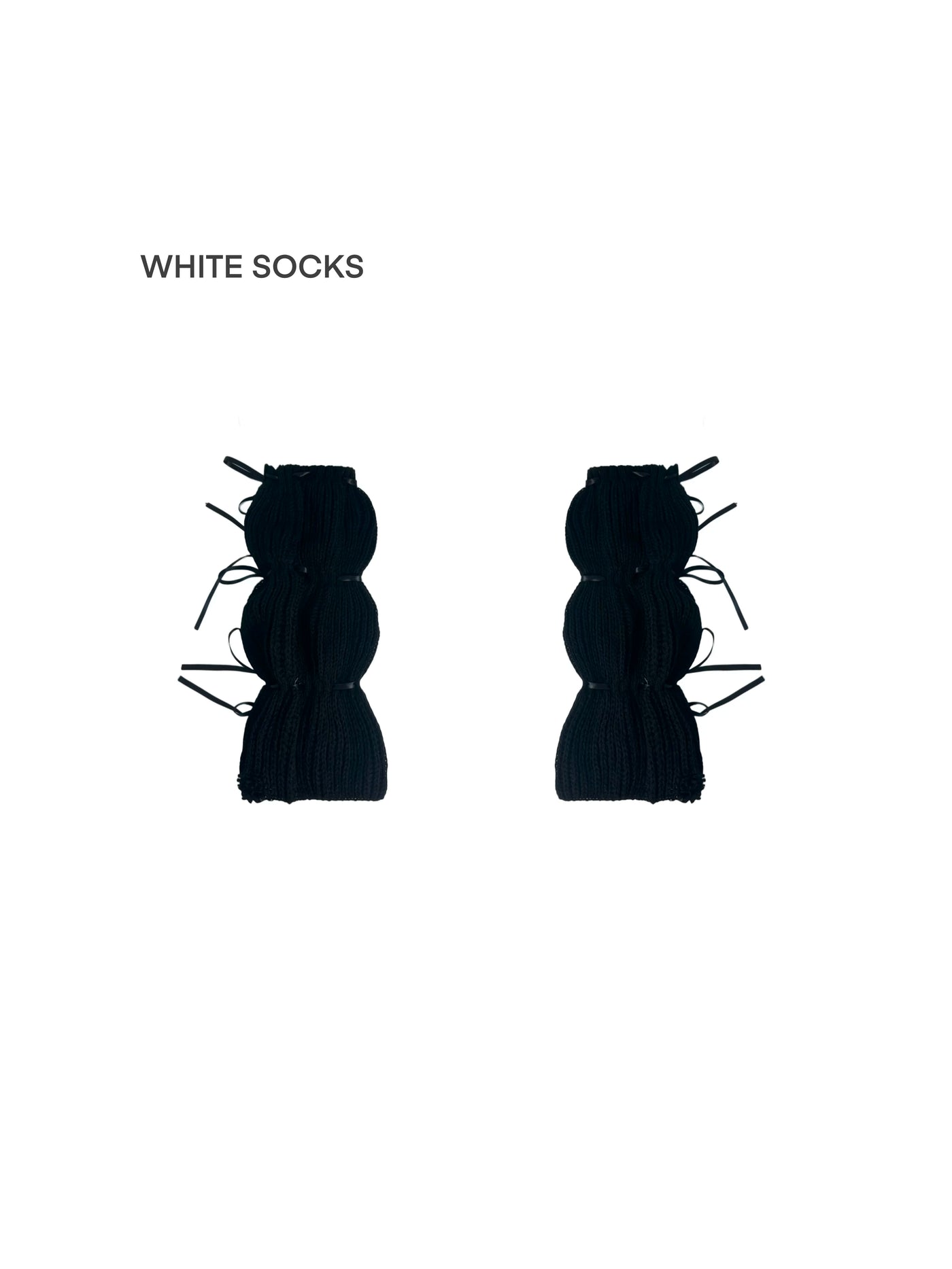 White Socks - Ballet Ribbon - Scrunched Knit Socks with Ribbon Ties