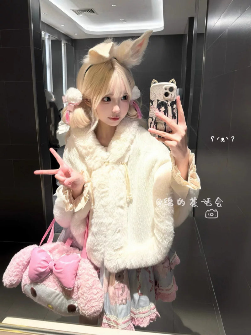 Mian Plush Cropped Lolita Shawl - Regular & Thick Versions — additional product view