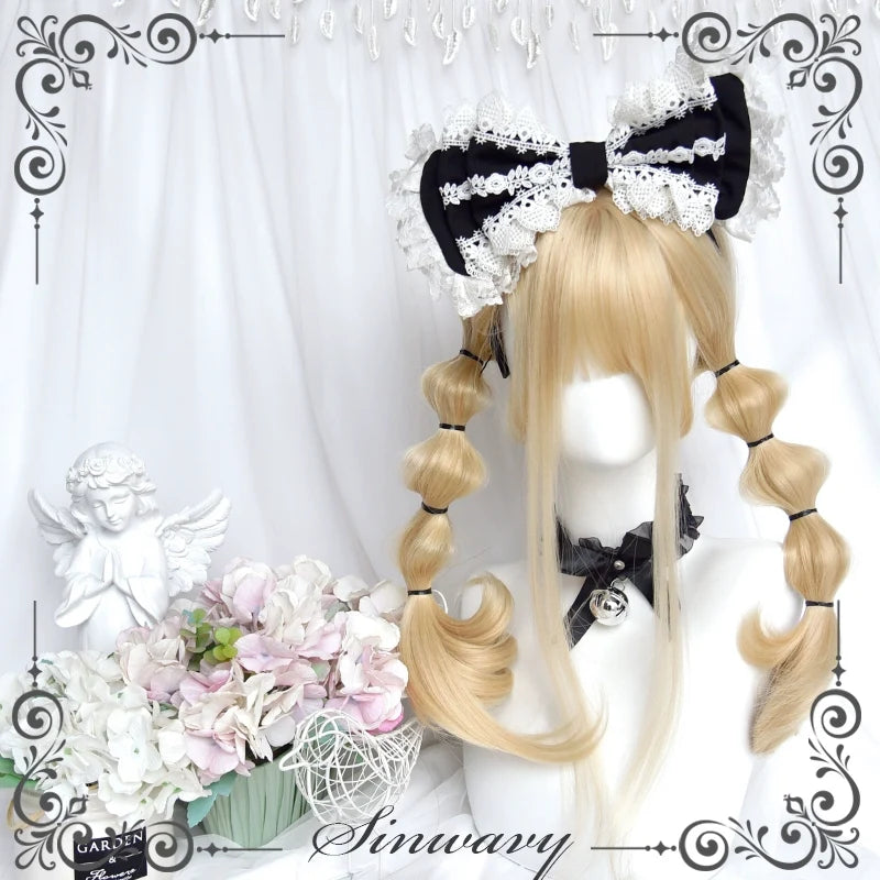 Sinwavy - 55CM Blonde Lolita Curl Wig - Detachable Double Ponytail Wig
