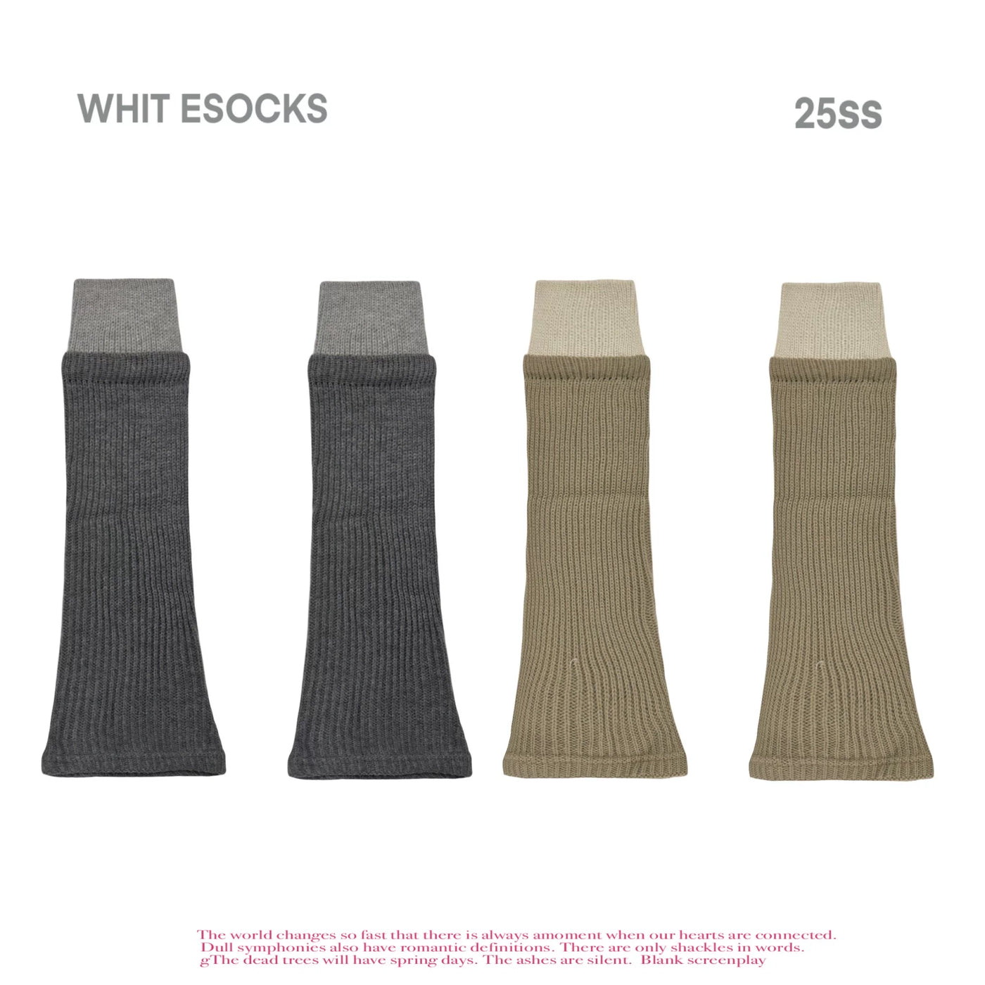 White Socks - Maillard Color Block - Ribbed Mid-Calf Leg Warmers