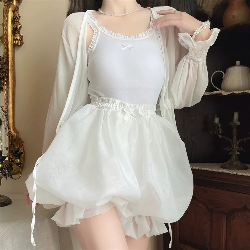 Sugar Girl - Casual Lolita Bloomers - Solid Color Organza Shorts Other Surprise